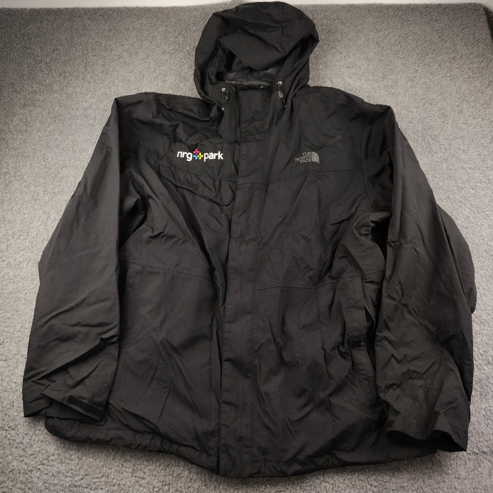 The North Face Jacket Mens 2XL XXL Black Hooded Rain Shell EUC